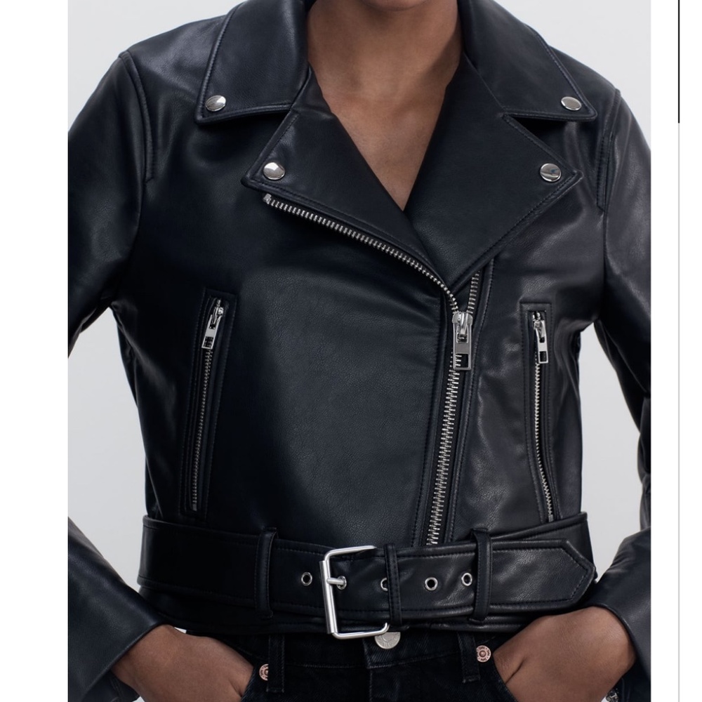Zara Faux Black Motorcycle Jacket NWT